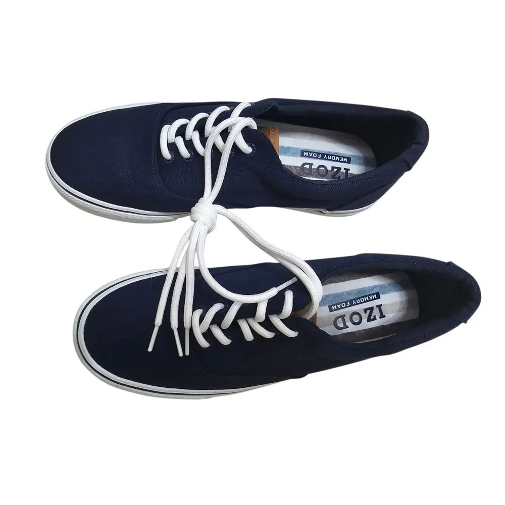 IZOD Men's Rangley Canvas Memory Foam Lace Up Sneaker Navy 8